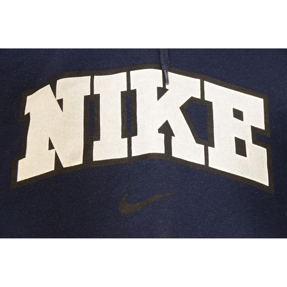 Nike Center Swoosh Mens Hoodie Large Navy Blue Spellout Long Sleeve y2k travis